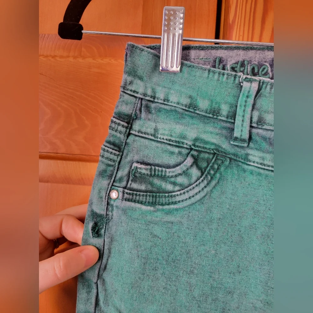 Justice Premium Green Colored Skinny High Waist Jegging Girl's Jeans 12R